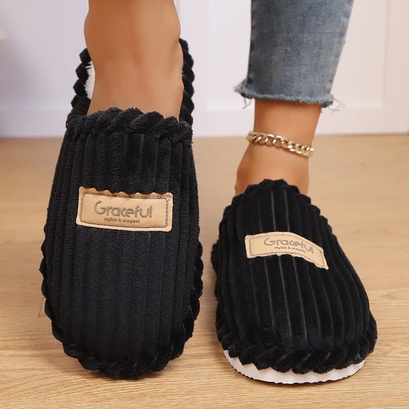 Woman Shoes,Women's Elegant Faux Fur Indoor Outdoor Slippers Warm Winter House Shoes,Black,44