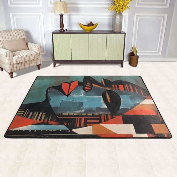 Woman Side Face Area Rug Washable 72 x 48 Floor Carpet Mat Non Slip for Bedroom Living Room Kids Room Home Decor