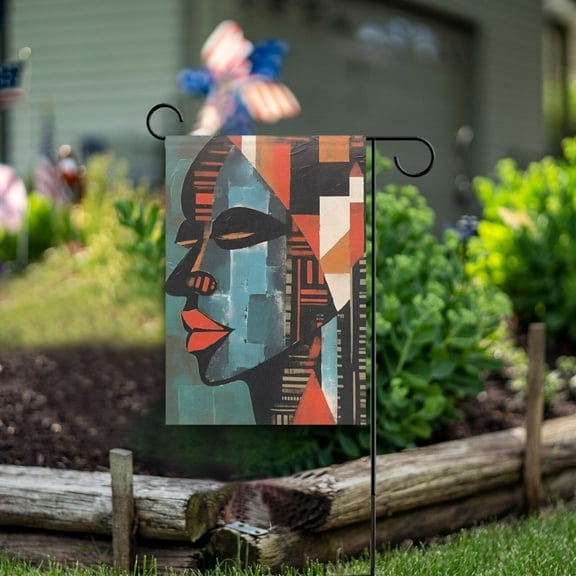 Woman Side Face Garden Flag Double Sided Outdoor Banners for Courtyard Outdoor Lawn Farmhouse Holiday Decorations