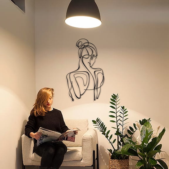 Woman Silhouette Metal Line Art - Modern Home Decoration