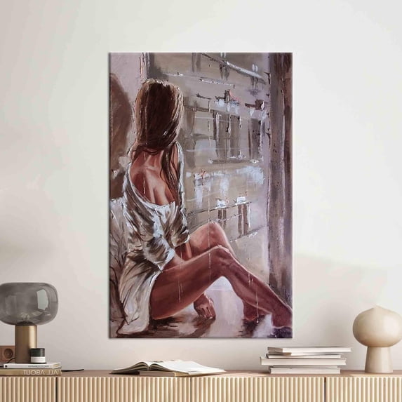 Woman Sitting On The Floor, Canvas Print, Canvas Wall Art, 3D Printed Canvas, Woman Poster, Sensual Artwork, Sensual Woman Poster, Canvas Wall Decor - Gallery Wrapped