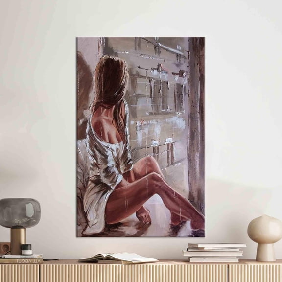 Woman Sitting On The Floor, Canvas Print, Canvas Wall Art, 3D Printed Canvas, Woman Poster, Sensual Artwork, Sensual Woman Poster, Canvas Wall Decor - Rolled Canvas