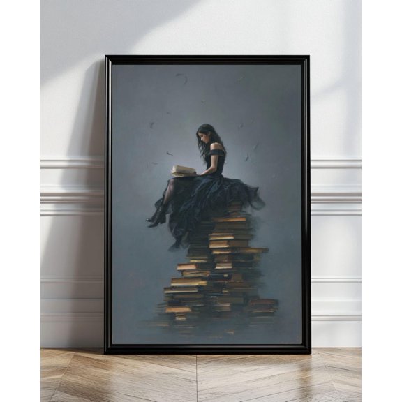 Woman Sitting on Books Fantasy Poster Wall Art Decor 8x12 UNFRAMED