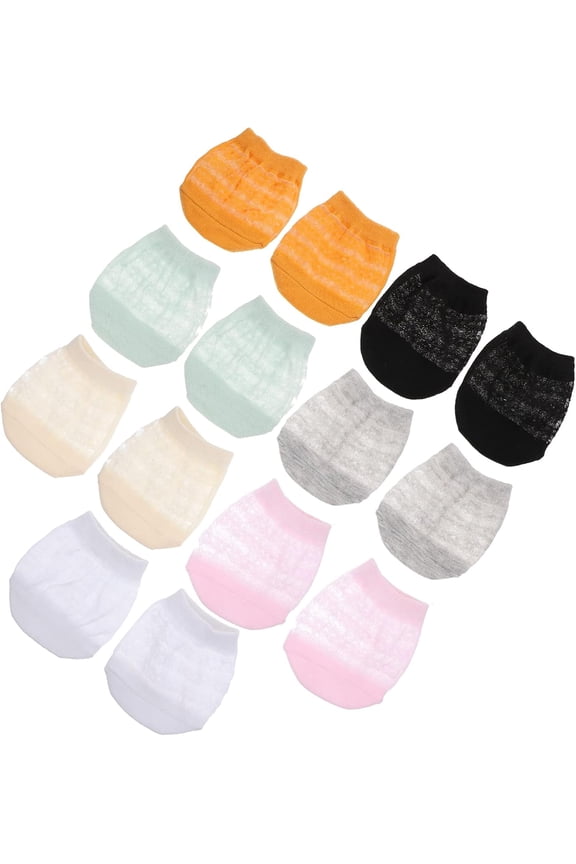 Woman Socks Mens Slippers Socks 7 Pairs Half Liner Socks, Toe Topper Socks, Ice Silk Socks Seamless Cotton Toe Topper Socks Non- Slip Toe Half Socks for Women Seamless Socks Slipper Socks