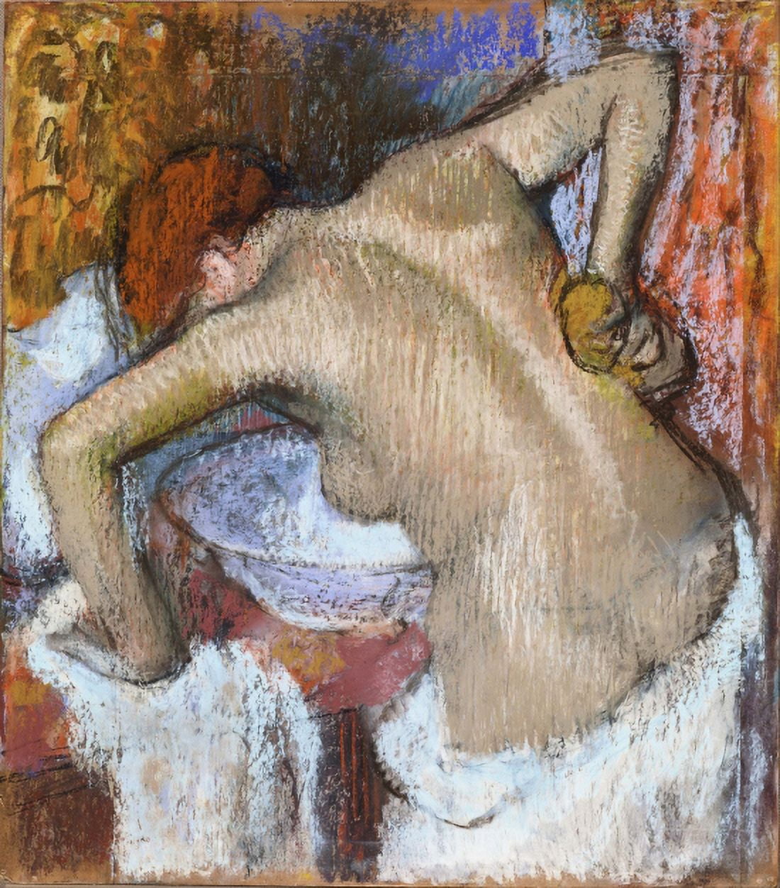 Woman Sponging Her Back Canvas Art - Edgar Degas (24 x 36)