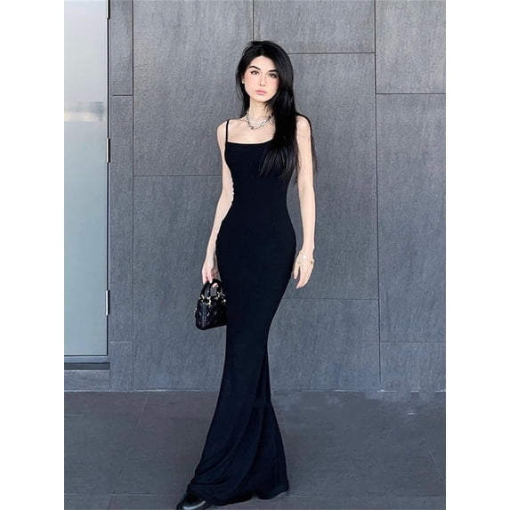 Woman Spring Summer Style Bodycon Dress Female Sexy Sleeveless Spaghetti Strap Split Sheath Dress Vestidos SS169