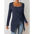 thumbnail image 1 of Woman Square-neck Off-shoulder Slit Sweater, 1 of 10