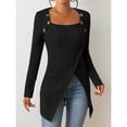 thumbnail image 1 of Woman Square-neck Off-shoulder Slit Sweater, 1 of 11