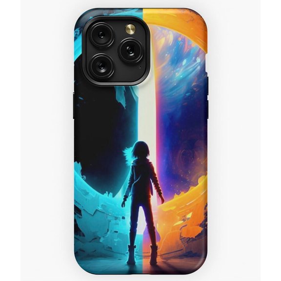 Woman Standing in Front of a Two-Coloured Portal A3730 Phone Case for iPhone 11 to 17 Pro Max
