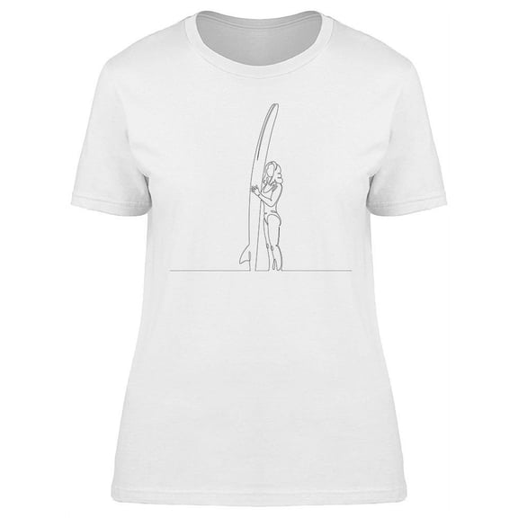 Woman Stands With A Surfboard T-Shirt Women -Image by Shutterstock, Female 3X-Large