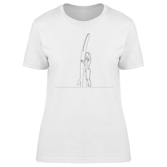 Woman Stands With A Surfboard T-Shirt Women -Image by Shutterstock, Female Large