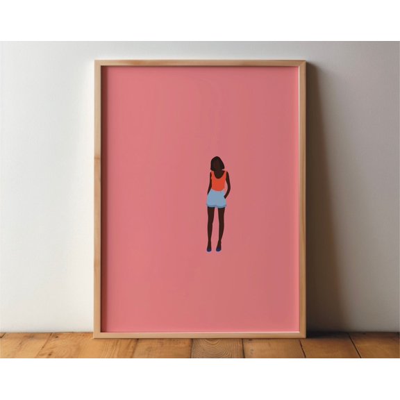 Woman In Summer Clothes Illustration - Fashion Poster, Picture, Art, Minimal, Modern, Hobby, A4 A3 A2, Large Wall Art, Modern Wall Decor, 24x36 UNFRAMED