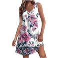 thumbnail image 1 of Woman Summer Dress Women's Summer Casual Fashion Printing Pocket Sleeveless V-Neck Dress E Multicolor XXL, 1 of 5