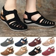 thumbnail image 1 of Woman Summer Fashion Casual Sandals Casual Flat Solid Color Loophole Shoes Wine qILAKOG Size 12, 1 of 5