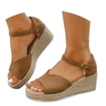 thumbnail image 1 of Woman Summer Sandals Open Toe Buckle Ankle Strap Espadrilles Platform Shoes for Casual, 1 of 5