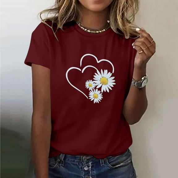 Woman Summer Tops Short Sleeve Tshirts Shirts for Women Pack of 5 Womens T Shirts Loose Fit Graphic Funny Plus Size Shirts for Women Get it Fast