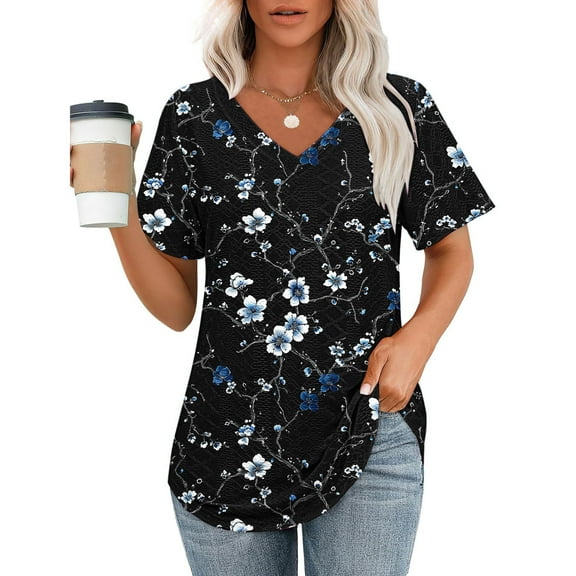 Woman Summer Tops Short Sleeve Womens Tops Casual Long Sleeve Floral Blouses for Women Plus Size Womens Tops Plus Size