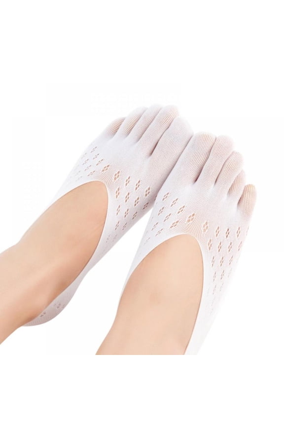 Woman Super Thin Sock Breathable Slippers Mesh Invisible Shallow Silicone Boat Socks Five Finger Sock