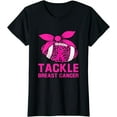 thumbnail image 1 of Woman Tackle Football Pink Ribbon Breast Cancer Awareness T-Shirt, 1 of 3