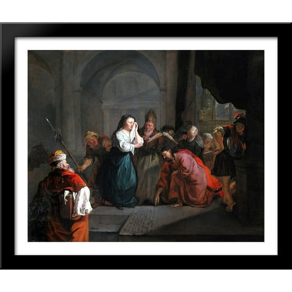 Woman Taken in Adultery 34x28 Large Black Wood Framed Print Art by Gabriel Metsu