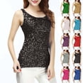 thumbnail image 1 of Woman Tank Top Womens Tank Top Women's Patchwork Sided Sequin Slim Fashionable Round Neck Fashionable Tank Purple XL, 1 of 6