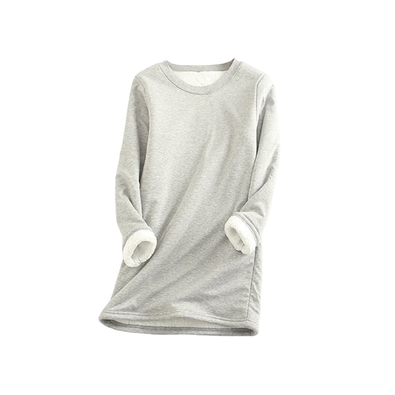 Woman Thermal Underwear Portable Solid Color Reusable Replacement Long Sleeve Winter Autumn Warm Keeping Lingerie T-shirt Light Grey XXXXL