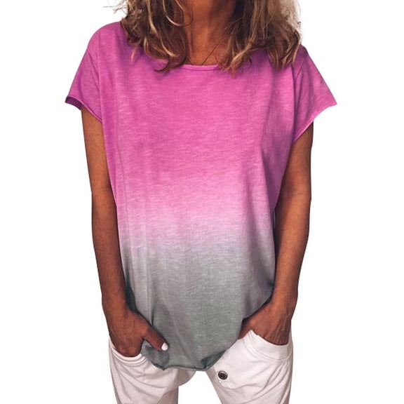 Woman Tie Dye Harajuku Funny T shirt Ladies Gradient Color Short Long Sleeve Hip Hop Tees Shirts Korean Tops Casual Loose Trendy T-shirt