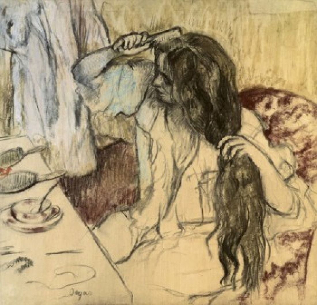 Woman at Her Toilette Edgar Degas (1834 -1917French) Pastel on Cardboard State Hermitage Museum St Petersburg Russia Canvas Art - Edgar Degas (18 x 24)