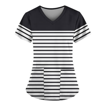 Woman Tops, Clearance Summer Women's V-neck Fashion Casual Printed Tops And Protective Workwear