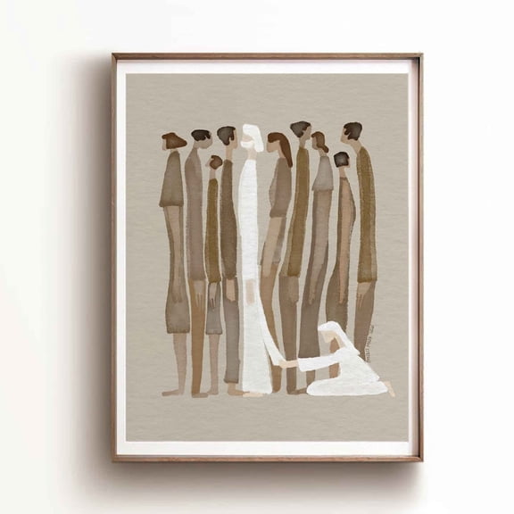 Woman Touches Jesus, God Healing Christian Bible Art, Modern Bible, Jesus Print Wall Art Bible Sketch, Watercolor Style Scripture UNFRAMED PAPER POSTER, Home Decor, Vintage Gift, Living Room Dercor