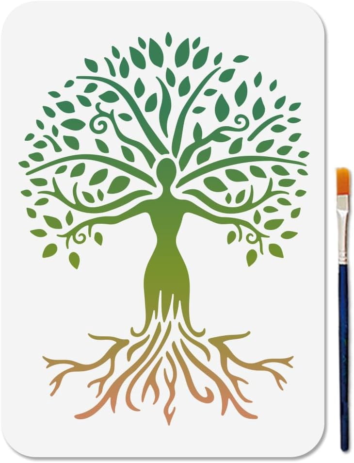 Woman Tree Painting Stencil Tree Of Life Stencil 11 7 8 3inch With woman-tree-painting-stencil-tree-of-life-stencil-11-7-8-3inch-with