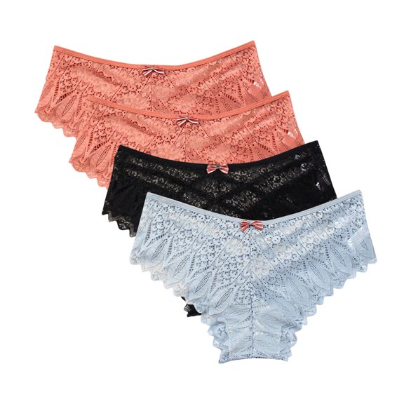 Woman Underwear Cotton Lace Thongs for Women, Seamless Ladies Thong Briefs Underwear Lace Panties Plus Size Underpant Lace Thongs for Women 4 Pack Period Underwear for Women Plus Size Blue 3XL