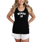 Woman Up Tank Top for Women and Teens Women Empowerment & Motivational Feminist Shirt Black Tank Top Medium