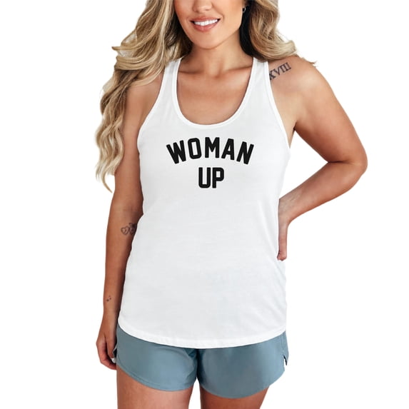 Woman Up Tank Top for Women and Teens Women Empowerment & Motivational Feminist Shirt White Tank Top XX-Large