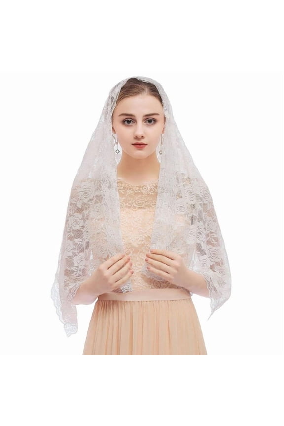 Woman Veil Lace Shawl Wedding Church Lace Trim Scarf Soft Floral Scarf Veil Wedding Headwear Supplies