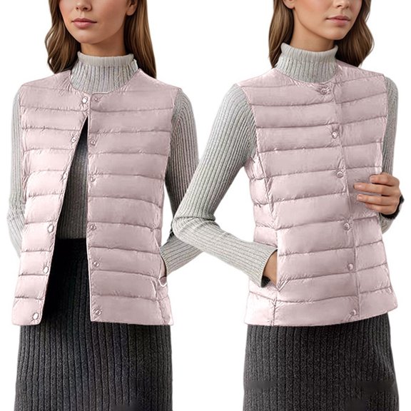 Woman Vest Womens Puffer Vest Button Down Sleeveless Vest Lightweight Vests Fall Clothes Womens Vests Fashion Casual