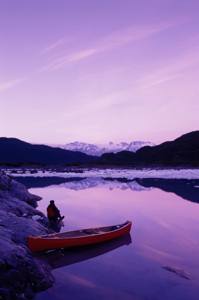 Woman Viewing Lake Next To Canoe Shoup Bay Marine Park Canvas Art - Michael DeYoung Design Pics (22 x 34)