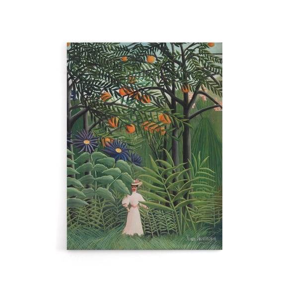 Woman Walking in an Exotic Forest Rousseau Canvas Wall Art 12X16"