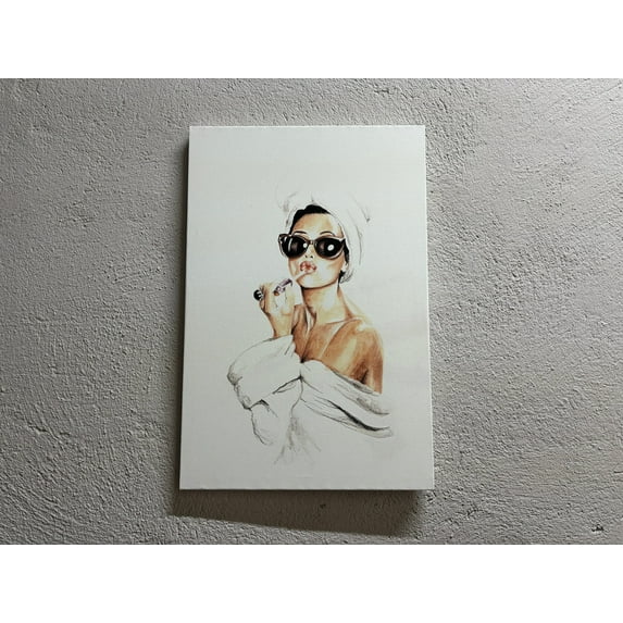 Woman Wall Decor, Famous Artwork, Trendy Canvas Art, Fashion Artwork, Vogue Printed, Lip Woman Art, Audrey Hepburn Printed, Canvas Wall Decor - White Framed