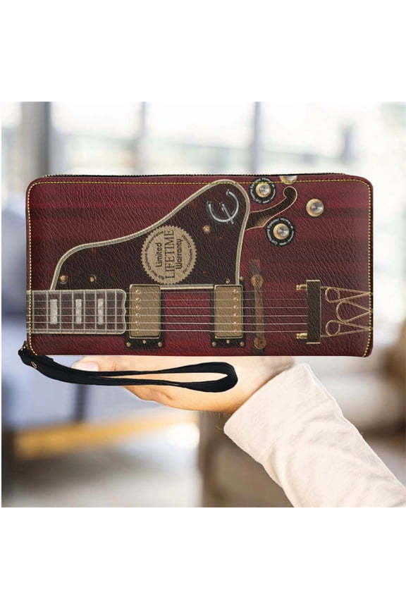 Woman Wallet Guitar Design Fashion Zipper Ladies Purse Leather Slim Ph Bag for Teen Girls Travel Credit Card Clutch