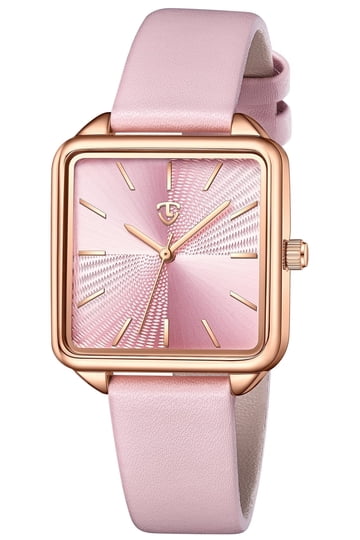 Women\'s Pink White Square Leather Vintage Elegant Waterproof Quartz Wrist Watch Ladies Classic Square Easy to Read Silver Tone Pink Faux  main image 4