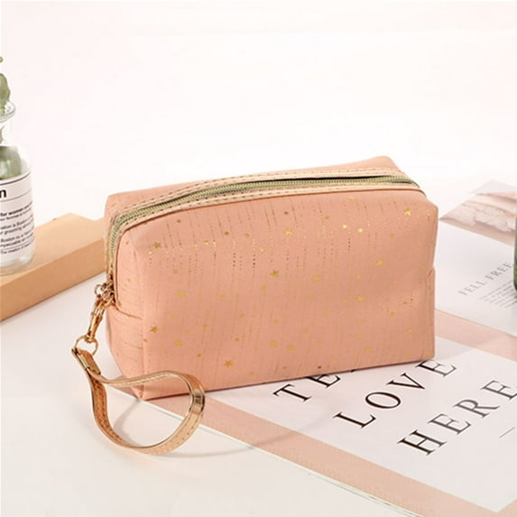Woman Waterproof Travel Rain Silk Bronzing Organize Handbag Zipper Beauty Case High Capacity Bronzing Star Cosmetic Bag Toiletry Bag Makeup Bag Cosmetic Bag ORANGE