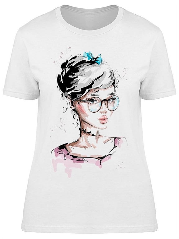 Woman Wearing Eyeglasses T-Shirt Women -Image by Shutterstock, Female Small