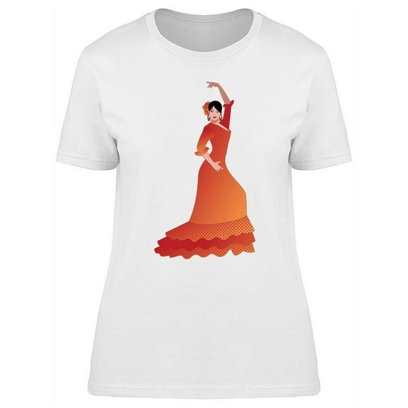 Woman Wearing Flamenco Dress T-Shirt Women -Image by Shutterstock, Female Medium