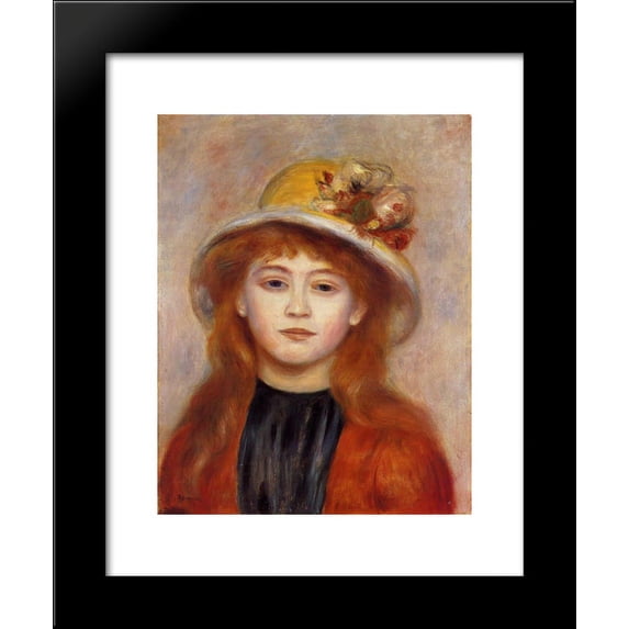 Woman Wearing a Hat 20x24 Framed Art Print by Renoir, Pierre Auguste