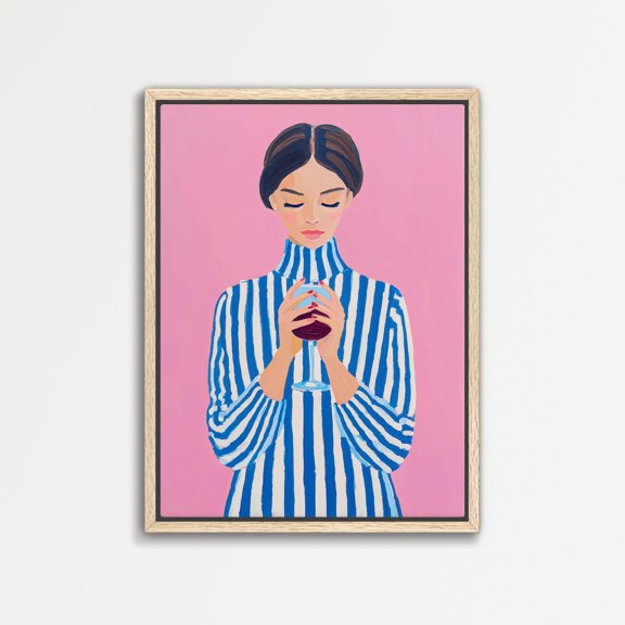 Woman Wine Glass Portrait Wall Art Print, Retro Home Decor