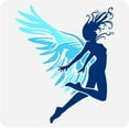 thumbnail image 1 of Woman with Wings Flying Painting Stencil 11.8x11.8 inch Woman with Wings Painting Template Flying Angel Stencil Character Theme Craft Stencil for DIY Painting on Wall Wood Furniture, 1 of 7