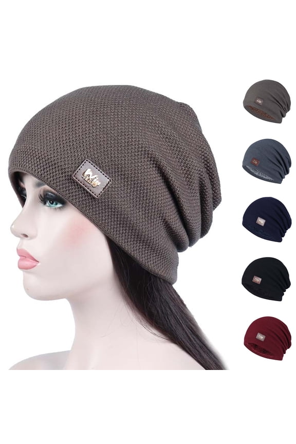 Woman Winter Warm Knitting Beanie Plain Cuff Toboggan Style Knit Cap