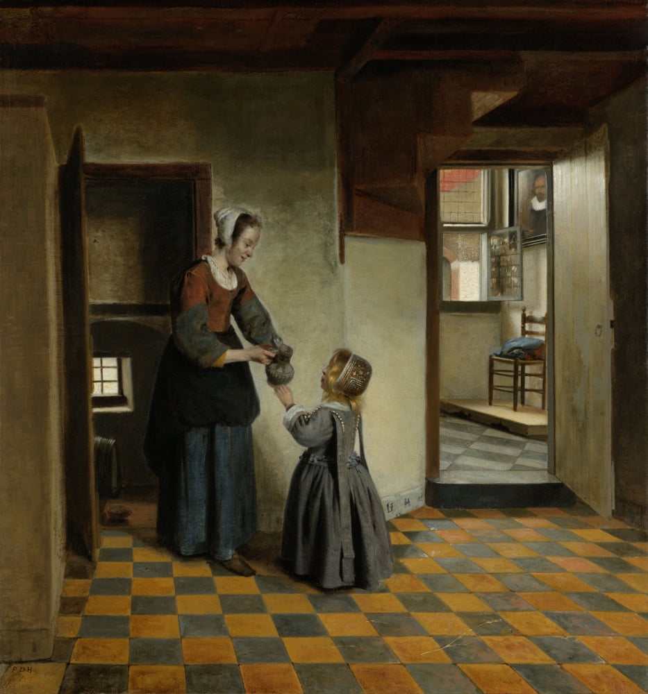 Woman With A Child In A Pantry Canvas Art - (18 x 24)