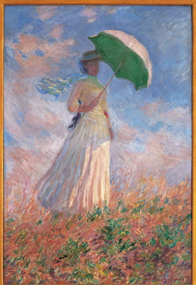 Woman With A Parasol Turned To The Right Canvas Art - (24 x 36)